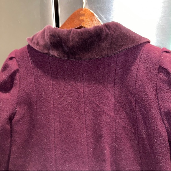ROTHSCHILD 6 girls rich burgundy plum WOOL COAT formal VELVET TRIM BOW BUTTONS 6 - Picture 2 of 16